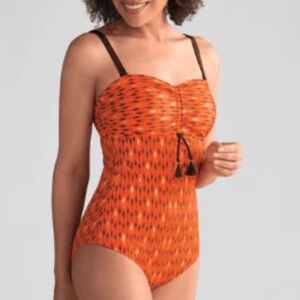 Amoena Buenos Aires One-Piece Swimsuit Mastectomy‎ Orange size 8 cup C NWT